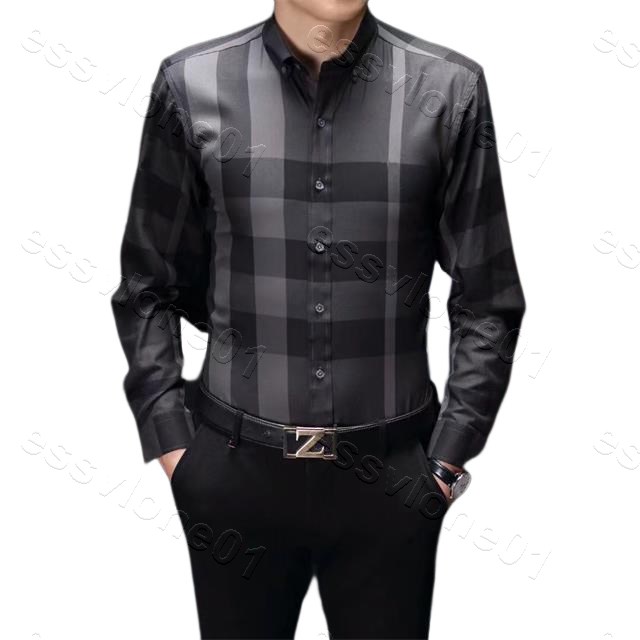 

2023 Luxurys Designers Dress Shirt Menswear Fashion Society Black Men Solid Color Business Casual Mens Long Sleeve M, Extra freight