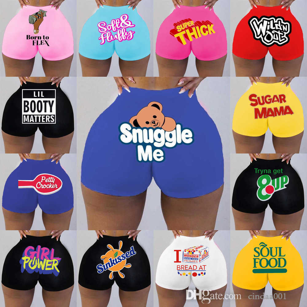 

Designer Woman Mini Short Yoga Pants Summer Fashion Letter Pattern Printed Knickers Tight Shorts Plus Size, Blue red-16