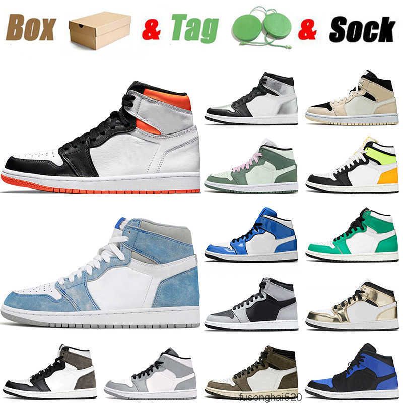 

High Quality Basketball Shoes 1 1s Men Women Top Jumpman Sports Pollen Electro Orange Hyper Royal Dark Mocha Pink Quartz Trainers Jordon, C49 atomic orange 36-46