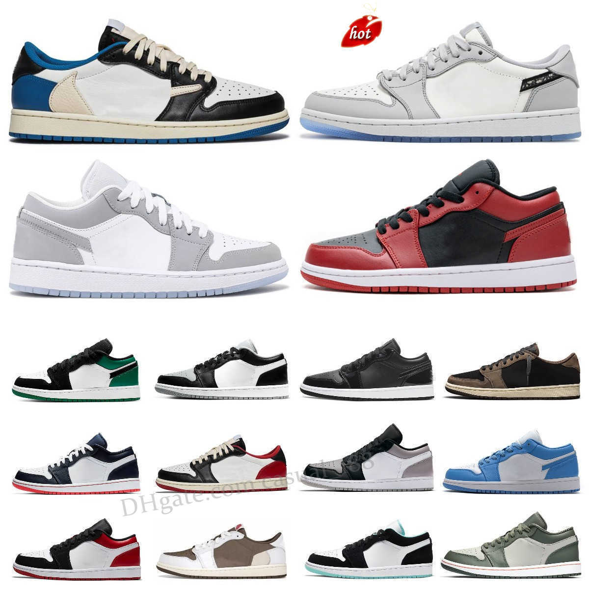 

20232022 Jumpman 1 1s Low Basketball Shoes Mocha casual shoes Crater Black Wolf Grey Reverse Bred Toe Panda Team Red UNC Fragment Mens Sneakers, #12