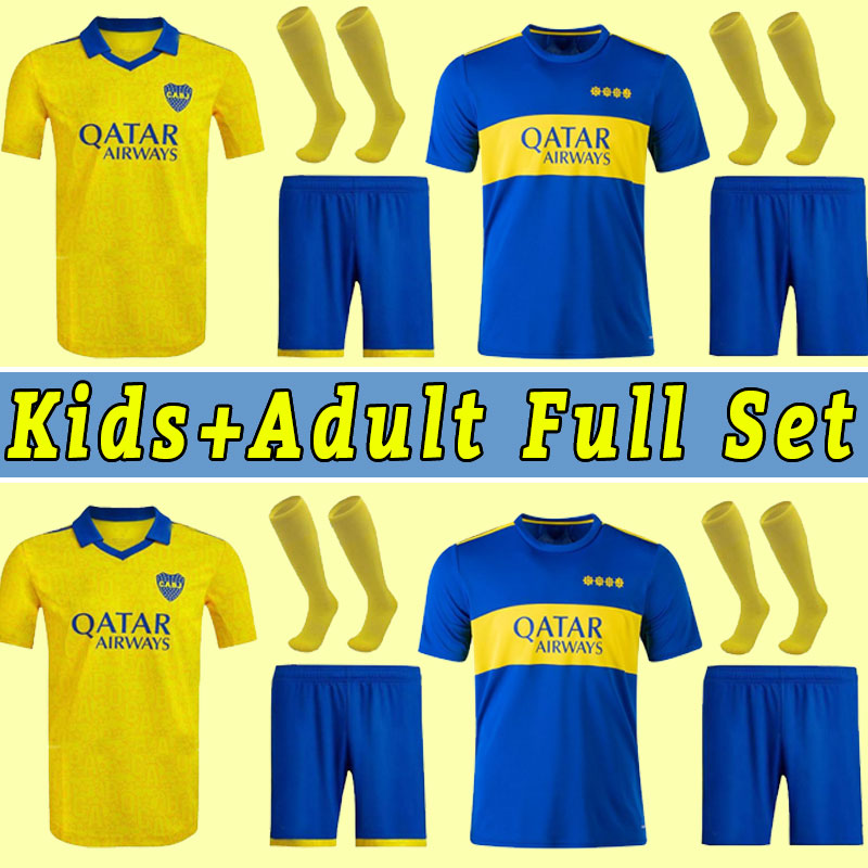 

2022 2023 Boca Juniors soccer jerseys CARLITOS MARADONA TEVEZ DE ROSSI 22 23 third 3rd jersey MEN SETS football shirt uniforms Men Kids Child adult