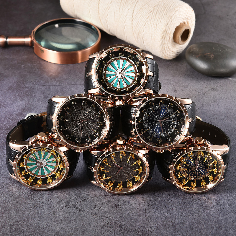 2022 Men's Luxury Quartz Watch Casual Fashion Twelve Love Knight Multifunctional Waterproof Belt Watches-image-820170969