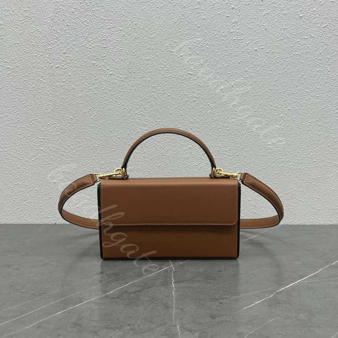 

Lvity Luxury Designer Bag Tan Box Triomphe Calf Leather Strap Shoulder High Quality Top Handle Handbags Gold Hasp Trunk Women Fashion Baguette, Justbox