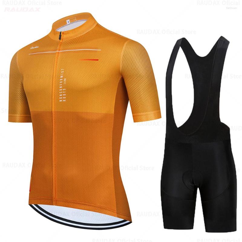

Racing Sets Men Cycling Jersey 2022 Team Raudax Clothing Quick Drying Sport Mtb Bicycle Bike Uniform Triathlon