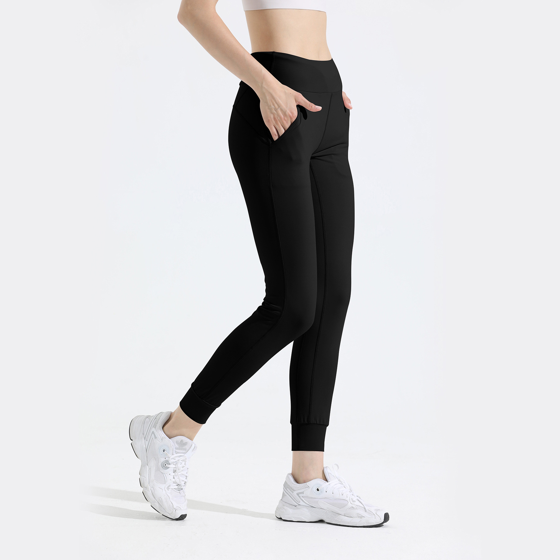 

2022 New lu yoga pants fall and winter casual fitness pants fleece legging sweatpants lu-HK530, Black
