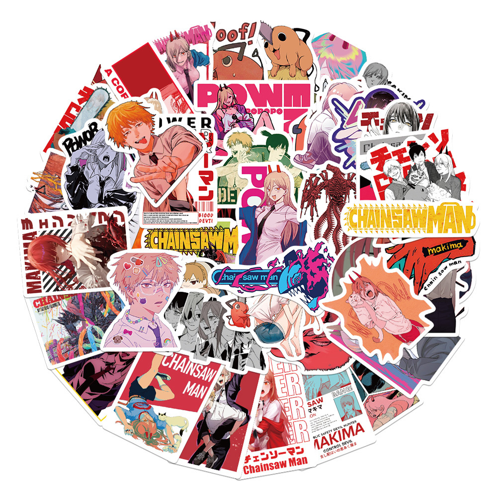 

50PCS Graffiti Skateboard Stickers Anime Chainsaw For Car Laptop Ipad Bicycle Motorcycle Helmet PS4 Phone Kids Toys DIY Decals Pvc Suitcase Sticker, Multi colors