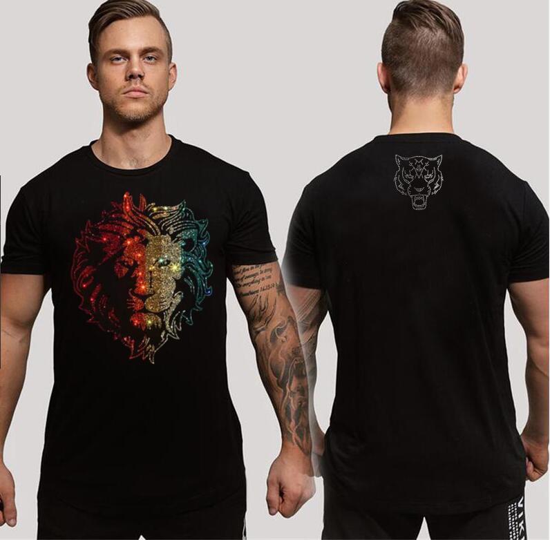 

Designer Rhinestone T shirt Fashion Hip Hop Street Men tees Slim Fit, As shown