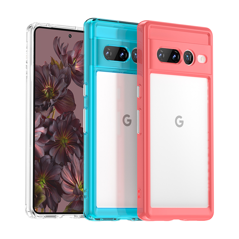 

Acrylic Cases For Google Pixel 8 8A 7A 7 Pro Colorfull Kickstand Shockproof Armor Phone Cover Case Fundas, Transparent grey