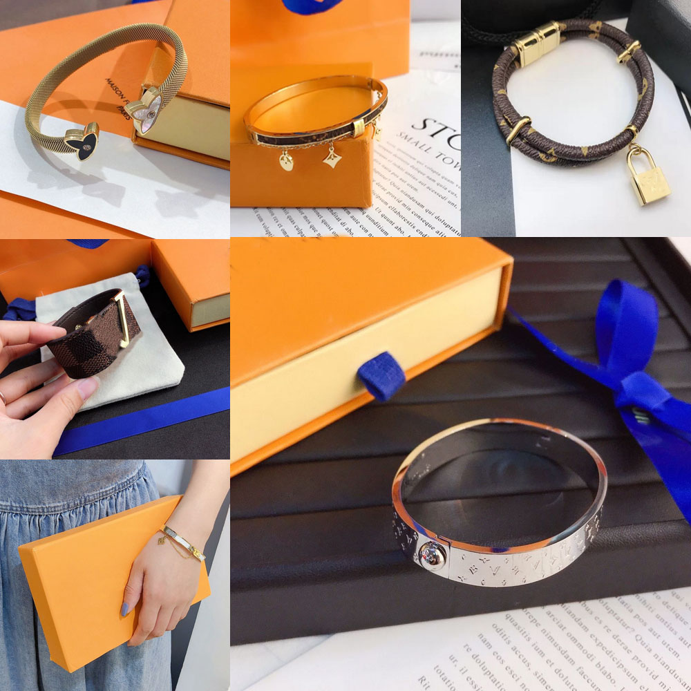 

Fashion Brand Designer Women Men Couple Open Bracelet Jewelry Gold Cuff Bangle Stainless Steel Luxury Brand Toggle-clasps Bracelets