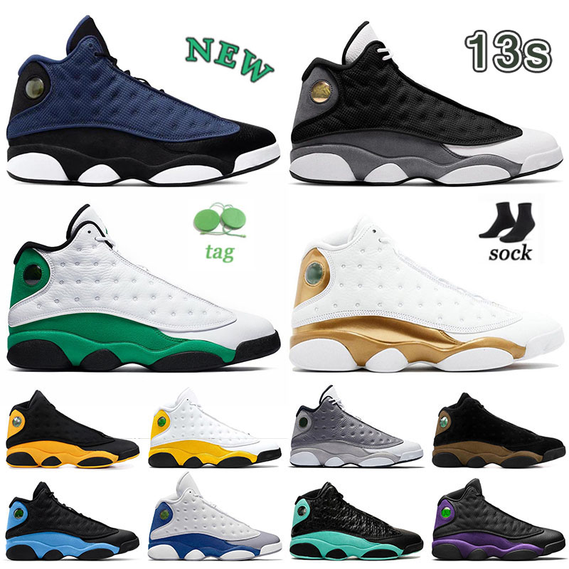 

University Gold 13s Reflective Basketball Shoes Mens Womens Big Size Jumpman 13 J13 Blue Brave Black Cat Suede Red Flint Breed Bred, J19 36-40