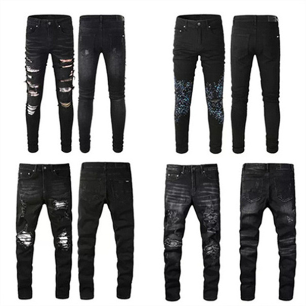 

Men's True designer jeans distressed jeans Long Trousers Clothes Cool Guy Denim Embroidery Biker Pants Fashion Holes Trouser Hip-hop Zipper Size 28-40 patchwork, 20
