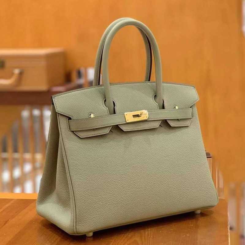 

Birkin Bags All Hand Sewn Original Togo Leather Bk30 Women's Luxury Handbag Mouse Grass Green Large Capacity Ayw Classical Larger, Rat grass green 30cm