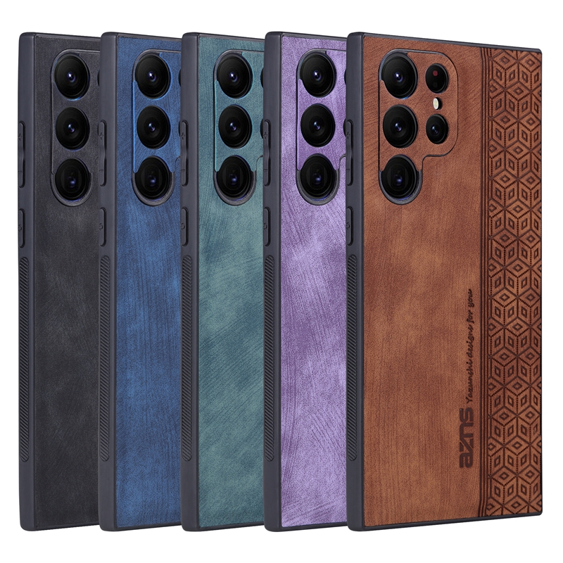 

Business Cube PU Leather Shockproof Cases For Samsung S23 S22 Ultra Plus S21 FE A73 5G A53 A33 A23 A13 4G M13 Soft TPU Classic Luxury Fine Hole Men Phone Cover Back Skin, Pls let us know the color you want