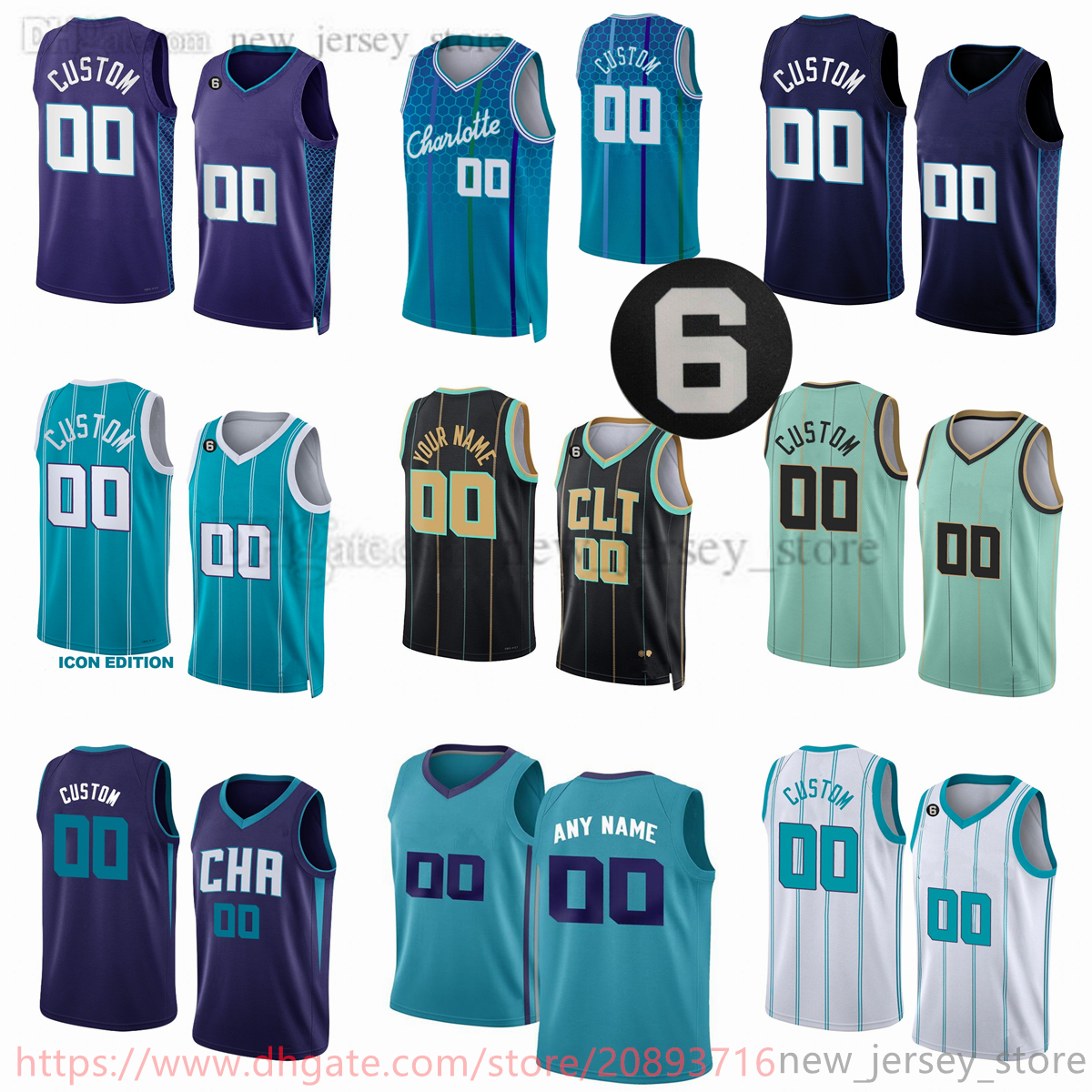 

Custom 2022-23 New Printed Basketball Jerseys 1 LaMelo Ball 12 Kelly Oubre Jr. 11 Cody Martin 4 Nick Richards 7 Bryce McGowens 8 Dennis Smith Jr. 9 Theo Maledon 6 patch, Printed (with team logo)
