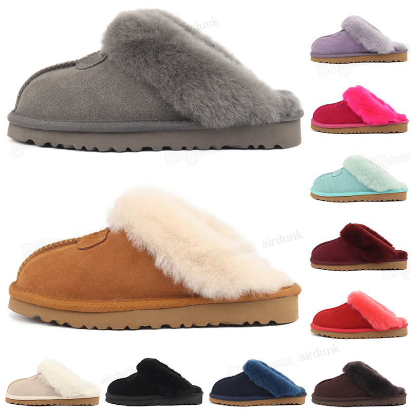 

designer fur slippers womens slides sandals women winter snow shoes classic mini ankle black chestnut pink sandal sneakers warm trainers