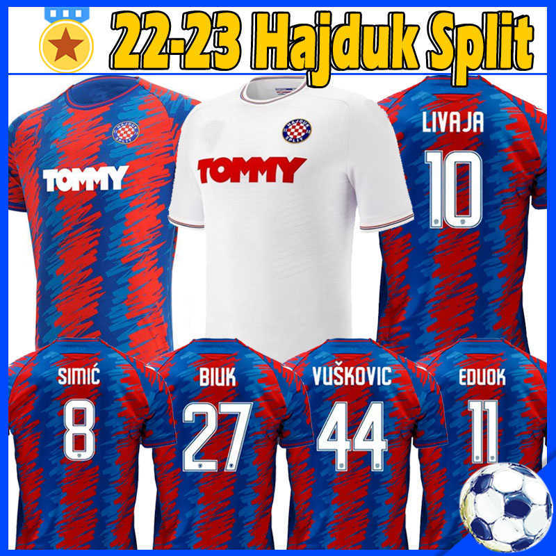 

2022 2023 Hajduk Split soccer jersey away 21/22 Simic LIVAJA Vuskovic BLUK EDUOK football shirts top thailand quality men maillot de foot, 22-23 home