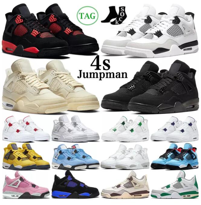 

Jumpman 4 4s Mens Basketball Shoes Military Black Cat Canvas Red Thunder University Blue Thunder Pink Cactus Jack Men Women Trainers Outdoor Sports Sneakers, Color 6