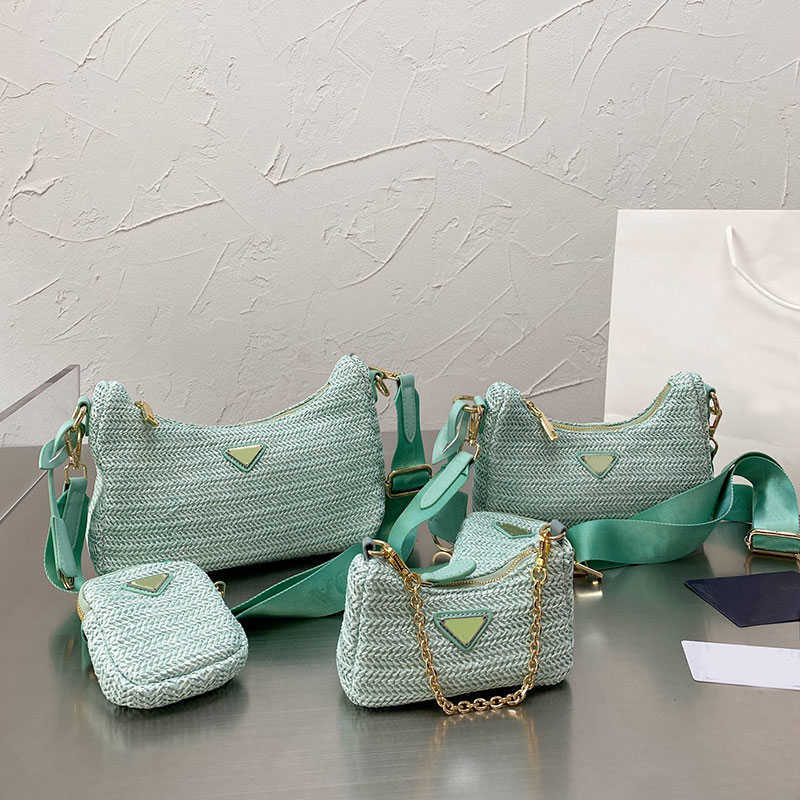 

Hobo Straw Woven Crossbody Bag Chains Shoulder Bags Women Axillary Handbag Purse Zipper Messenger Package Smallest Zero Wallet Nylon, Pink