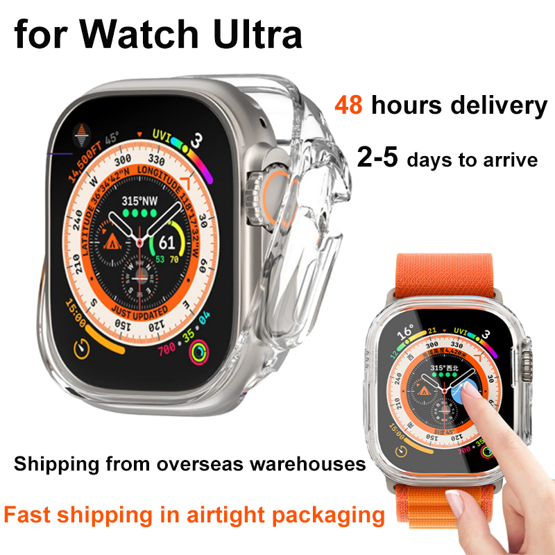 

Smart Watchs Wearable Case for Apple Watch Ultra 49mm watches Cute Silicone Clear Case Shockproof, White