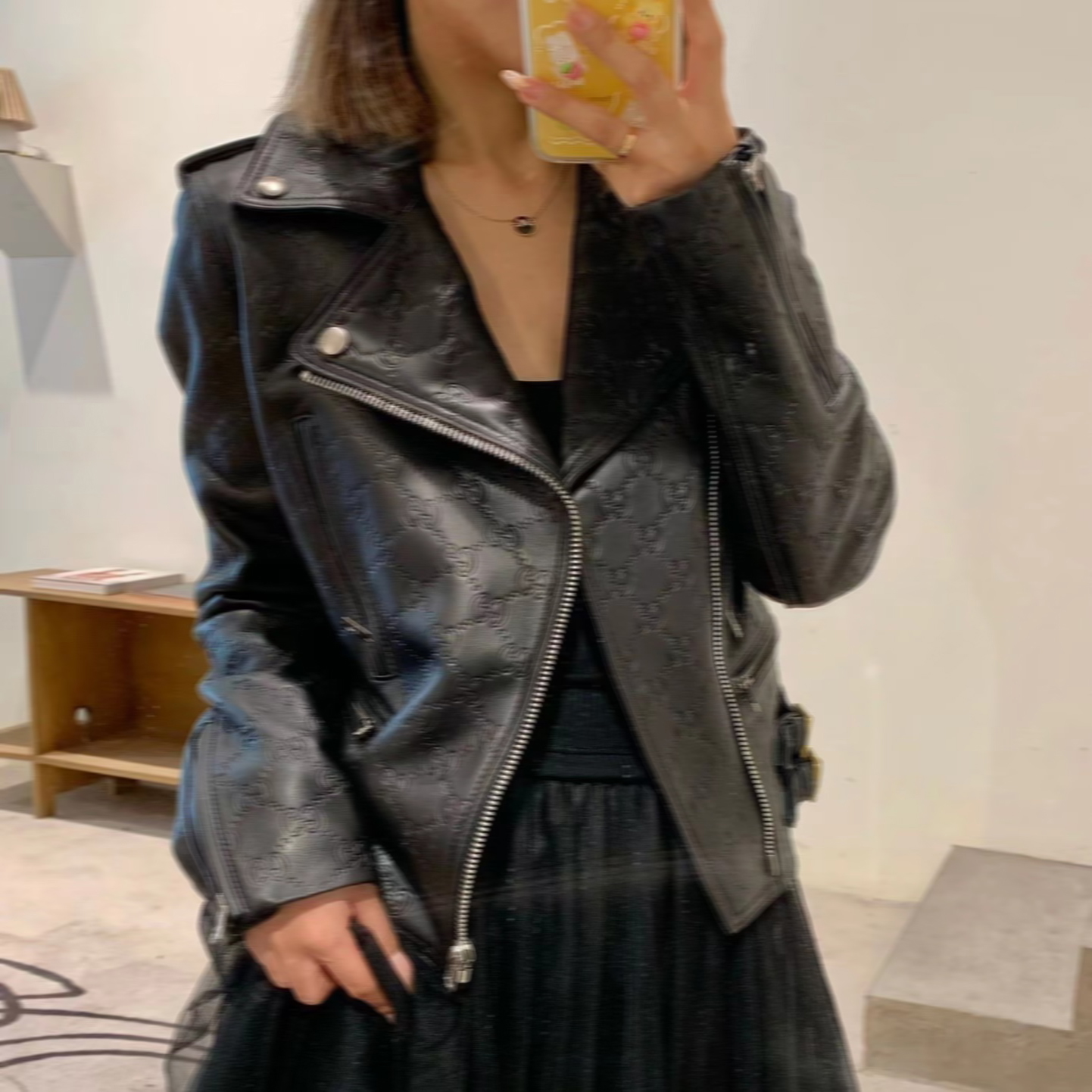 

Womens Designer Jackets Woman Coats Double G Autumn Spring Style Slim For Lady Genuine leather Jacket Designer Coat E518, Black