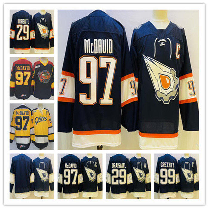 

Vintage Erie Otters College Connor McDavid Oilers Hockey Jersey Wayne Gretzky 2022-23 Reverse Retro Leon Draisaitl Ryan Nugent-Hopkins Jerseys, Orange