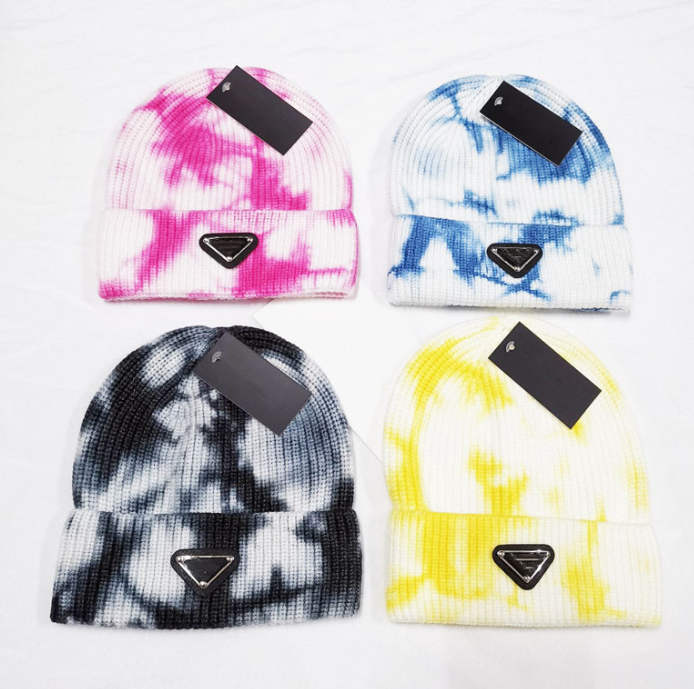 

Inverted Triangle Tie-Dye Hat Winter Jacquard Beanie Warm Hats Fashion Standard Windproof Thickening Knitted cap, Aspic