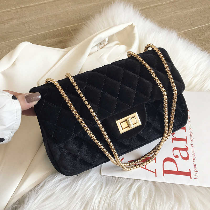 

Store Has 80% Off Wholesale Velvet Texture Small Bag Women 2023 New Fashion Korean One Shoulder Messenger s Diamond Lattice Chain, Yellow