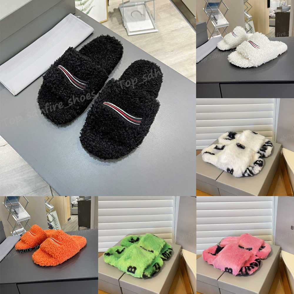 

2022 Designer Slippers Allover Logo Furry Slide Sandals Green Luxury Men Women Shoes Pink Black White Beige Ebony Womens Sandal Fashion Mens With Box, B-5 35-41