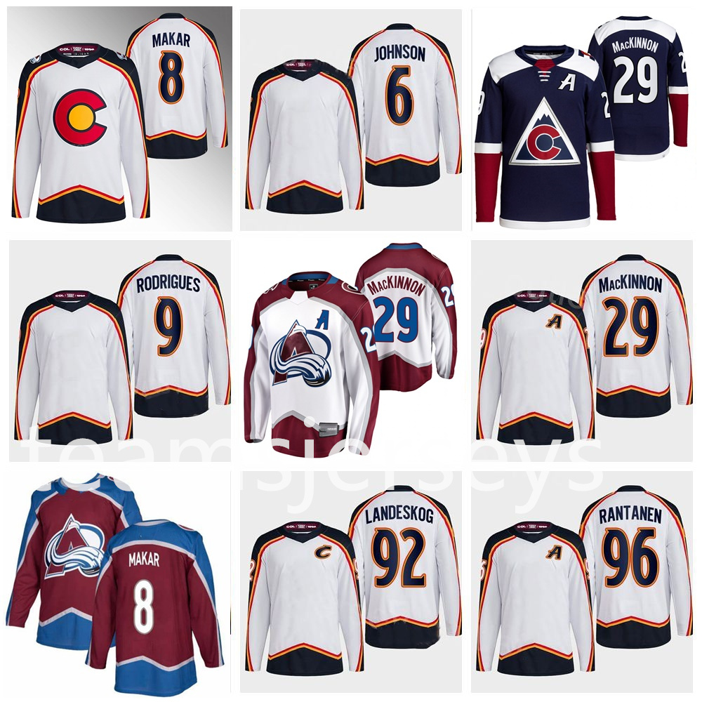 

#29 Nathan MacKinnon 2023 Reverse Retro 2.0 Avalanche jersey Colorado Cale Makar Mikko Rantanen Gabriel Landeskog Darren Helm Mens Womens Youth, Womens as shown s-xxl