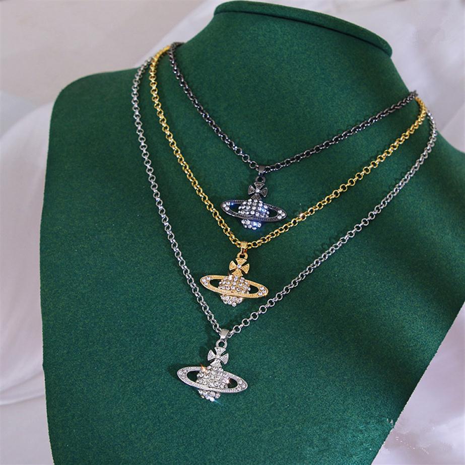 

Vivian silver Saturn Pendant Necklace Vivienne Punk Collar Chain Women's Fashion Jewelry209t