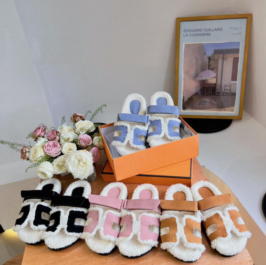 

Designer Fleece Slippers 2022 Factory Chypre Outlet Fur Sandals Beach Classic Plush Flat Slides Winter Lady Leather Flip Flops Men Women Size 35-44 with Box