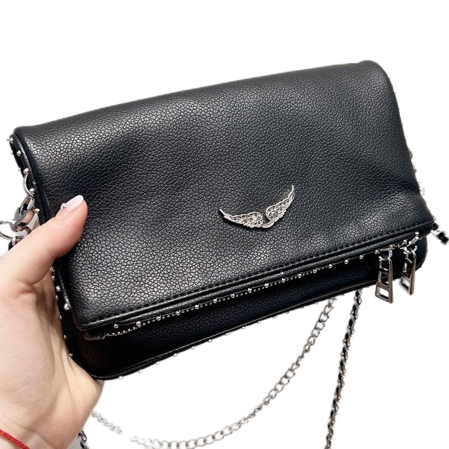 

Designer Womens Bag Wings Diamond-ironing Fashion zv Messenger Rivets Sheepskin Leather Crossbody Handbags Two Chain Zadig Ladies Clutch Hasp Bags 21x13Cm, Pink