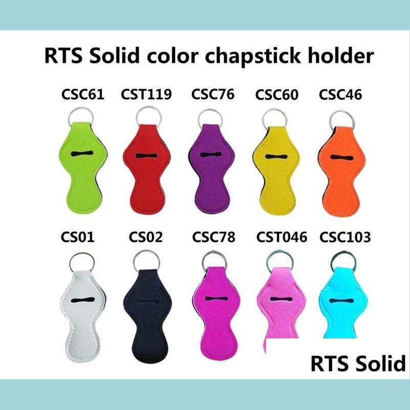 

Party Favor Solid Color Neoprene Chapstick Holder With Key Ring Fashion Colorf Keychain Lip Balm Lipstick Sleeve Party Festival Favo Dhuvo