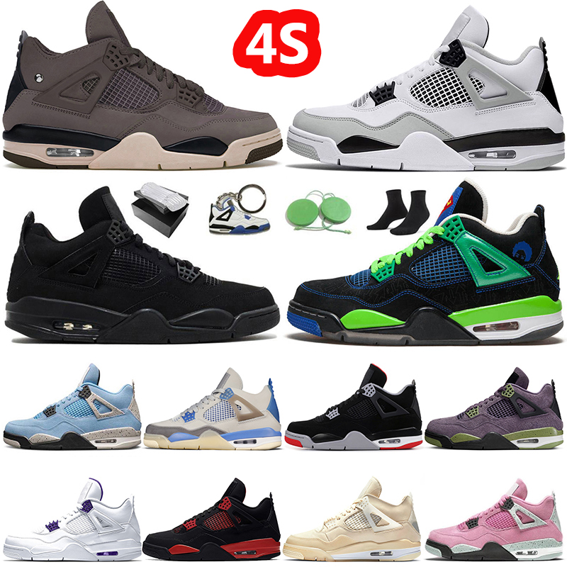 

With Box 4 Basketball Shoes Men Trainers Jumpman 4s Sports White Oreo Infrared Women Violet Ore Sneakers Military Black Doernbecher Red Thunder Size 47, #a40 red-metallic 40-47