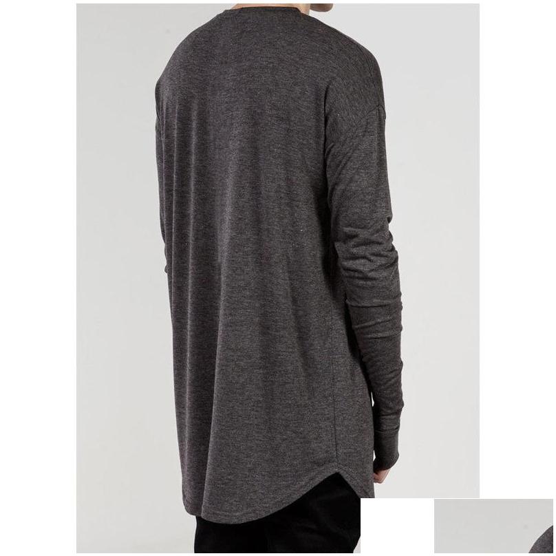 

Men' T-Shirts High Street Mens T Shirt Extended Tshirts Men Clothing Curved Hem Long Line Tops Tees Hip Hop Urban Blank Shirts Drop Dhrvk, Gray