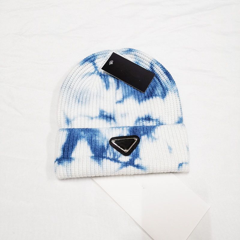 

Fashion Triangle Tie-Dyed Woolen hat Female Warm Ear Protection Blooming Knitted Hats Male Korean Beanie cap Hip Hop Melon Peel Chinese Landlord caps, Aspic