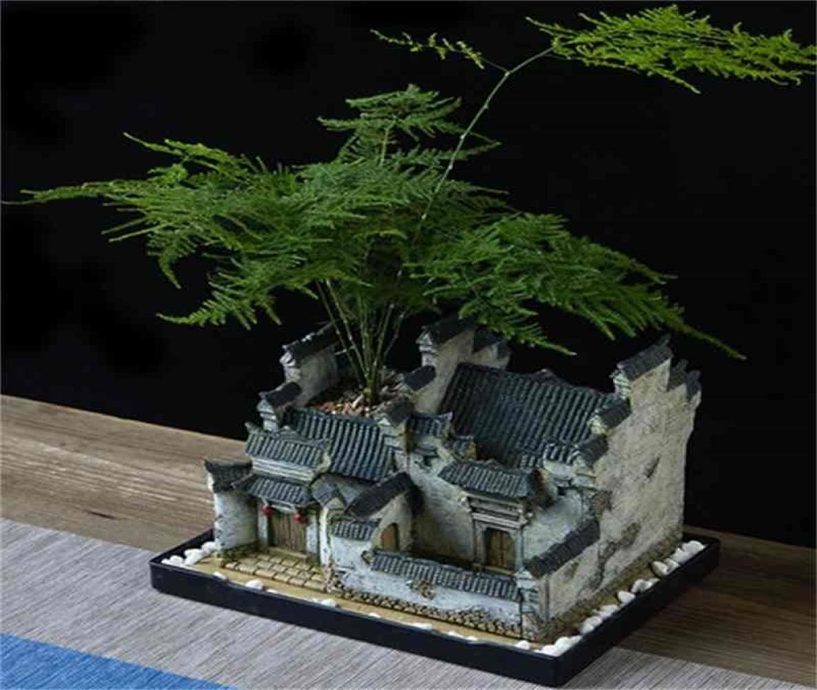 

New Chinese Zen Pot Retro Pastoral Microlandscape Plant Creative interior Personality Decoration 210401
