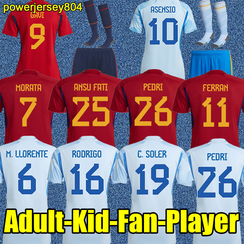 

2022 spain soccer jerseys fans player version PEDRI ANSU GAVI FATI FERRAN TORRES MORATA football shirt KOKE AZPILICUETA men and kids kits sets 695240 jersey, Home