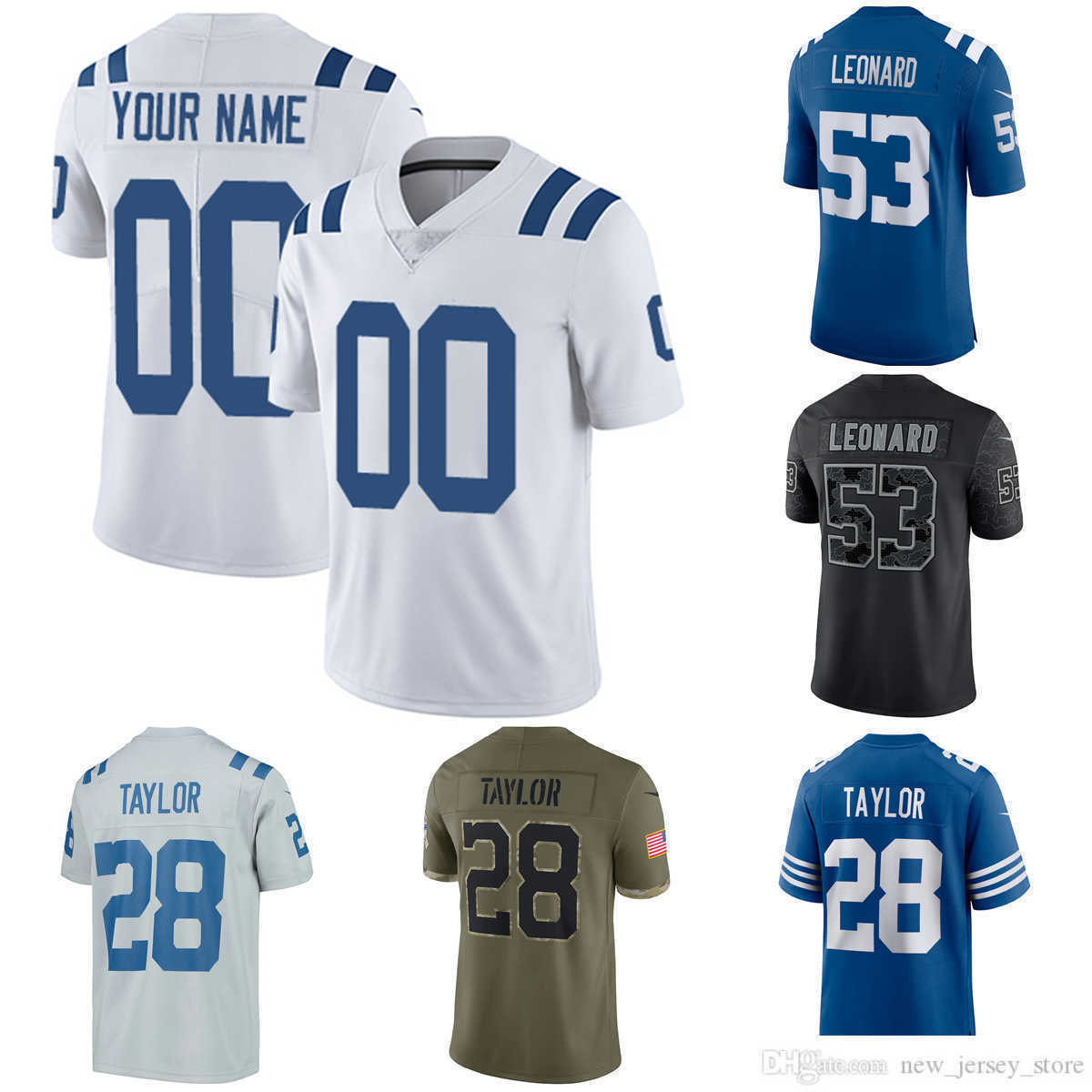 

6XL Football Custom Indianapolis''Colts''28 Jonathan Taylor Jelani Woods Wesley French Ryan Kelly Dennis Kelly Matt Pryor Bernhard Raimann Smith Tenuta Jersey, Men s-6xl