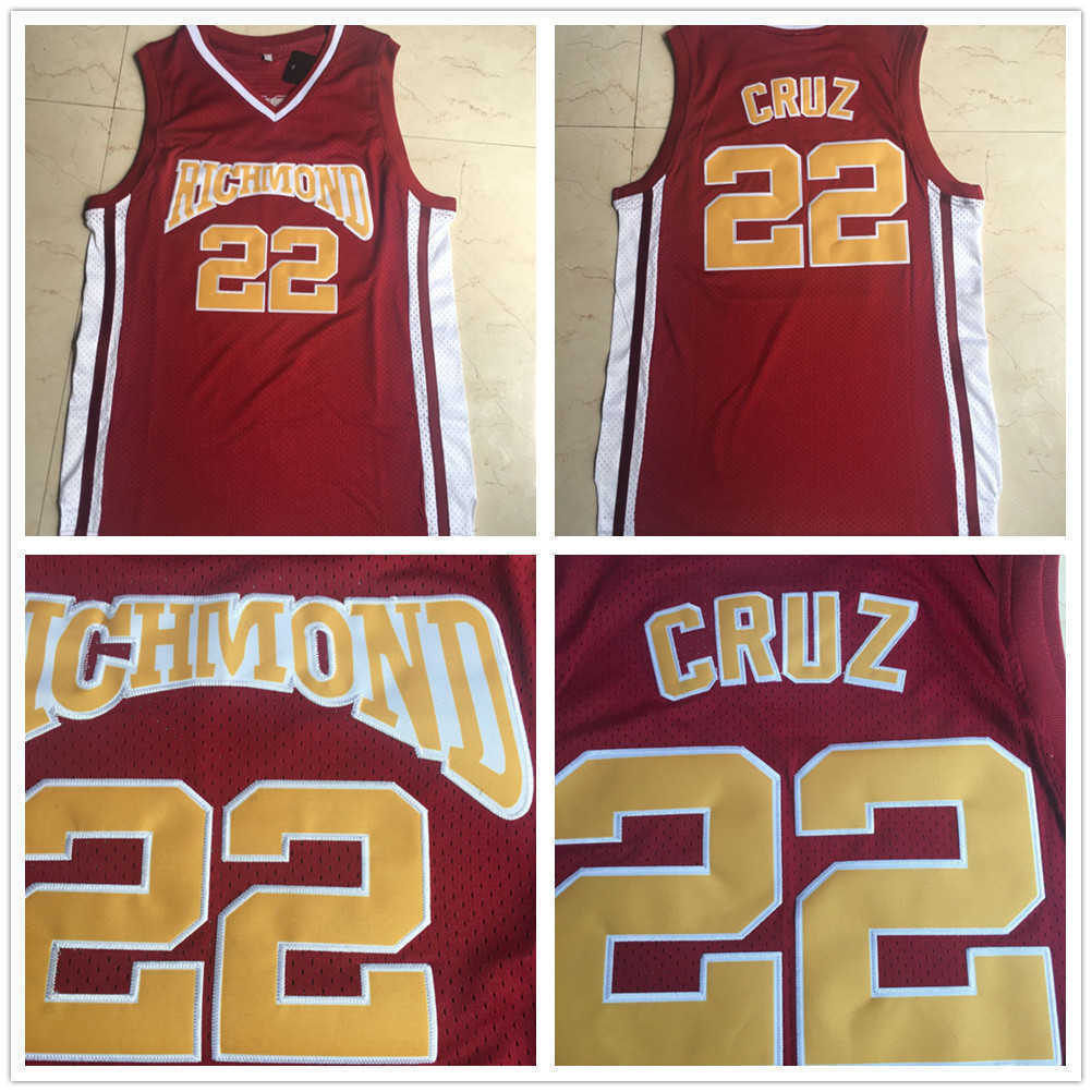 

Stitched NCAA Mens Timo Cruz College Basketball Jerseys 22 Richmond High Coach Carter Movie Stitched Red Jersey Shirts Size -2XL