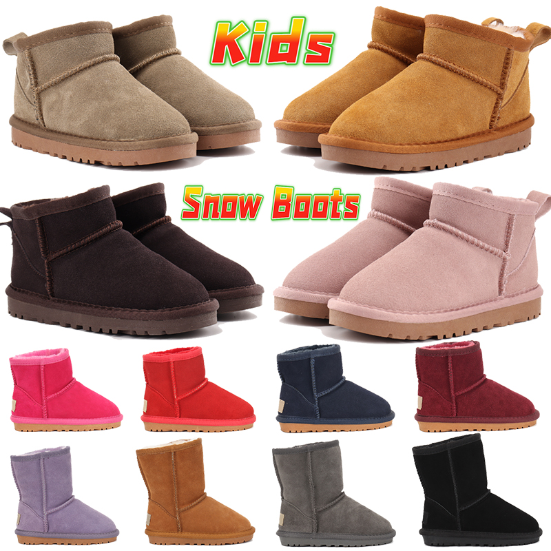 

Kids snow boots Australia Classic Ultra Mini Short II Ankle Boot men women shoes Chestnut Antilope black Chocolate pink winter Sheepskin Shearling designer Booties, Shoe box