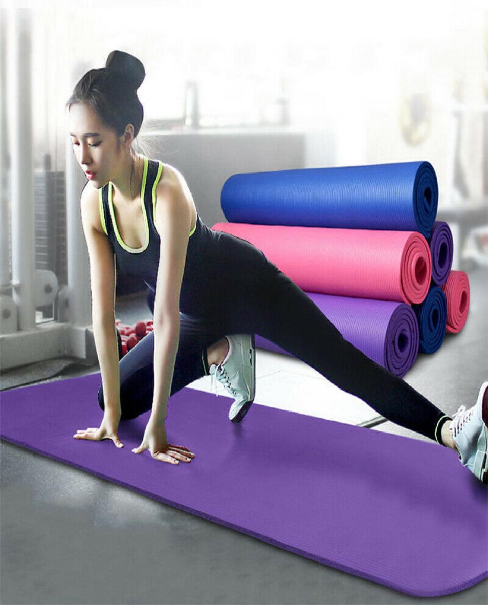 

173X60cm Thick NonSlip Yoga Mats with Strap for Women Exercise Mats for Floor Home Gym Equipment Workout Pilates Fitness Mat4734502, Blue