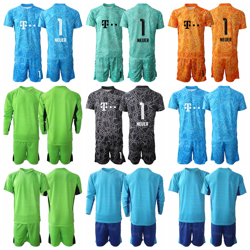 

Club Team Goalkeeper GK Soccer 1 Oliver Kahn Long Sleeve Jerseys Set Goalie 26 Sven Ulreich Sepp Maier Pfaff 35 Johannes Schenk Football Shirt Kits Uniform BaiRen, Black