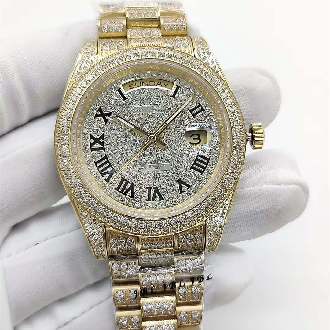 

Luxury Designer Classic FashionSet with diamond Automatic Watch Size 41mm digital scale Sapphire glass waterproof feature Christmas gift, 11