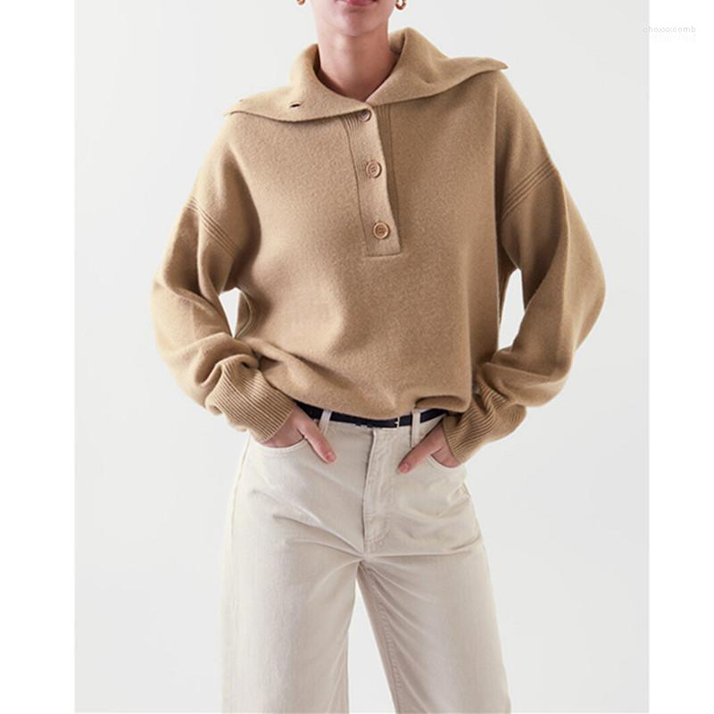 

Women's Sweaters Women's Women Turn-Down Collar Knit Cashmere Sweater Long Sleeve Ladies Loose Pullover Tops Female Fashion Knitwear