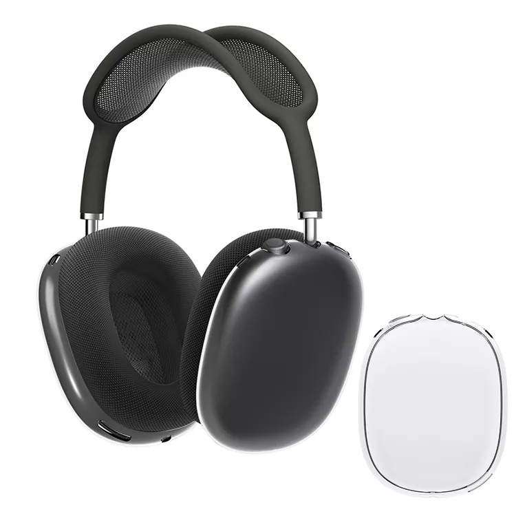

For Airpods Max with ANC Earphones Headband Headphone Accessories Transparent TPU Solid Silicone Waterproof Protective case AirPod Maxs Headphones Case, Black