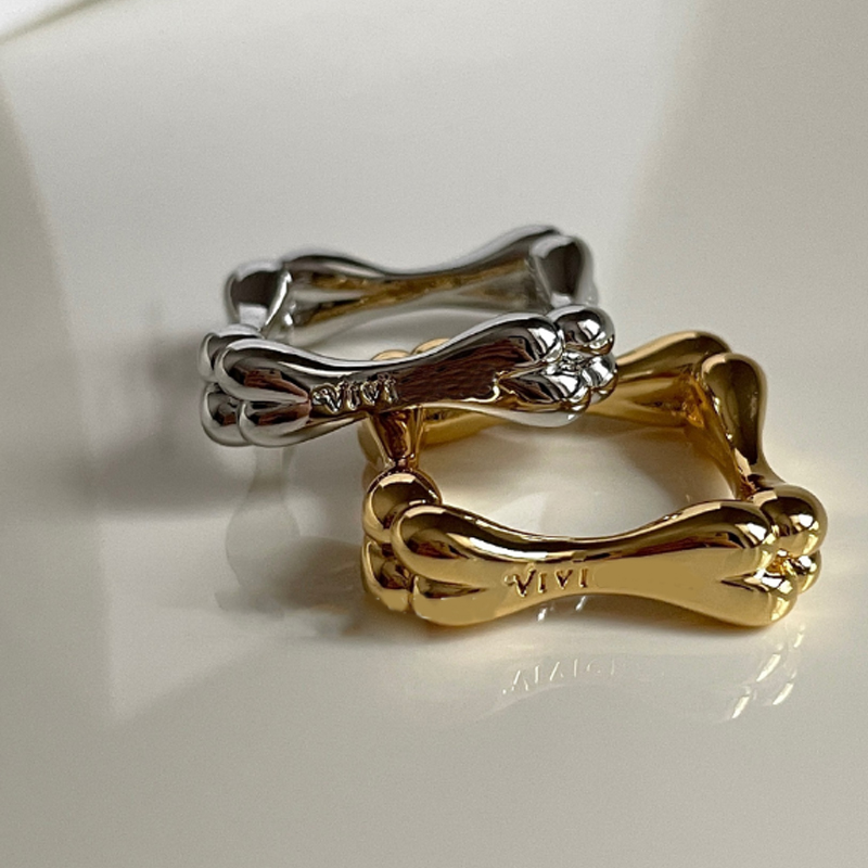 

Hip Hop Style Bone Finger Ring Women Girl Letter Bones Rings for Gift Party Gold Silver, Mix color