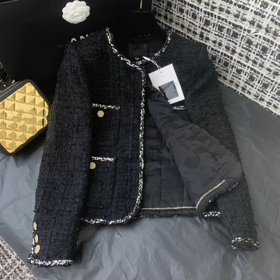 

chan women's brand jacket New Autumn Winter western suit jacket designer fashion OOTD high-grade logo tweed coat Spring overcoat Coat down jacket Christmas Gift, Black
