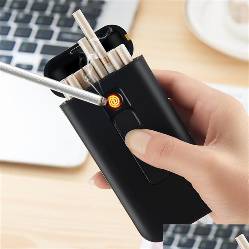 

Cigarette Cases 20Pcs Capacity Cigarette Case Box With Usb Electronic Lighter For Slim Waterproof Holder Plasma T200111 Drop Deliver Dhp5H
