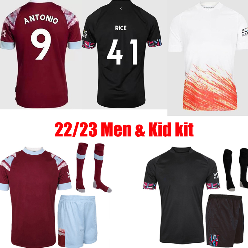 

West 22 23 BOWEN RICE soccer jerseys Hams United BENRAHMA LANZINI ANTONIO NOBLE FORNALS DAWSON Vlasic SOUCEK 2022 2023 Football Shirt Mens tops Adult kids kits, Home kit